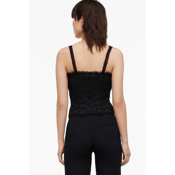 NWT!! ZARA Limited Edition Lace Top Black Lace-Up Front Tank Shirt Crop Large - Picture 10 of 16